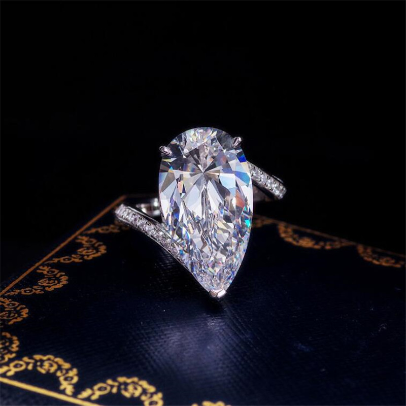 Sterg Sier Pear Cut Cubic Zirconia Engagement Ring for Women Bridal Wedding Band