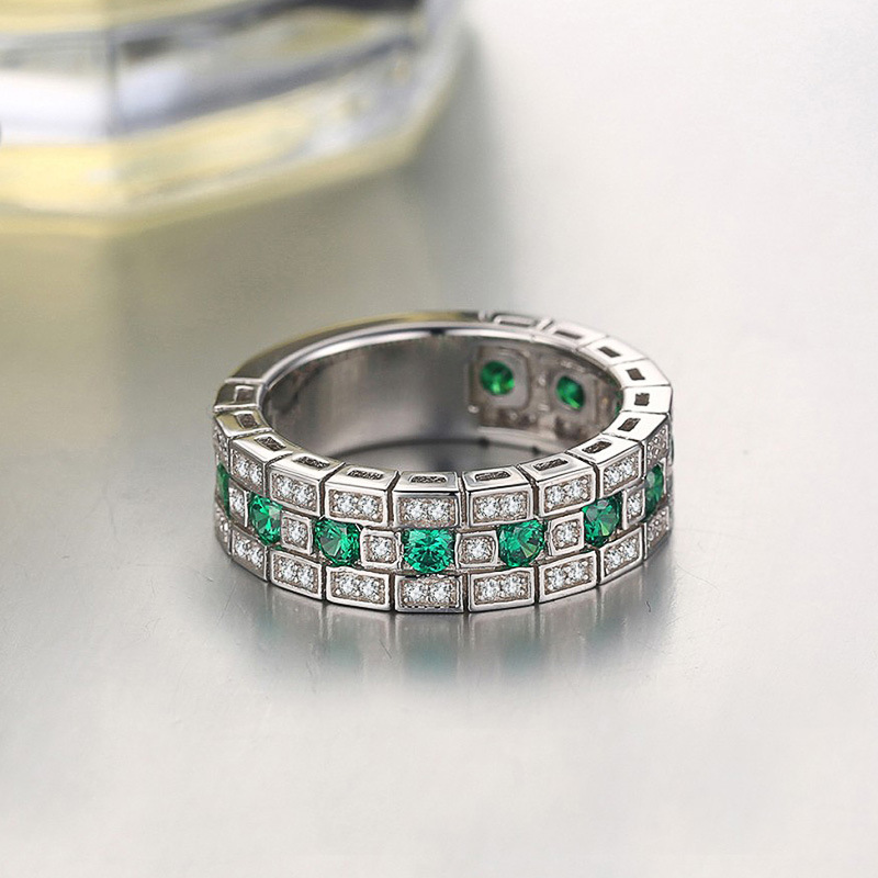 2022 Ins Wedding Rings Top Sell Vintage Jewelry 925 Sterling Silver Fill Emerald 3A Cubic Zircon CZ Diamond Party Promise Women Men Engagement Band Ri