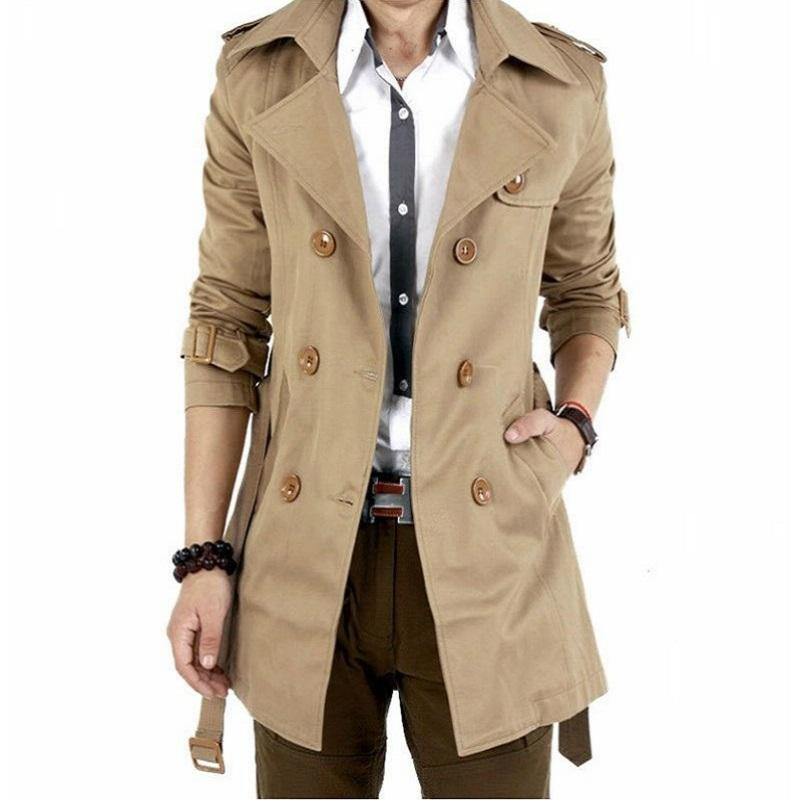 Men's Trench Coats Windbreaker Jacket Vintage Black Khaki Spring Autumn Business Male Double Breasted Retro Classic Long Coat Men, Tan;black
Men's Trench Coats Windbreaker Jacket Vintage Black Khaki Spring Autumn Business Male Double Breasted Retro Classic Long Coat Men, Tan;black