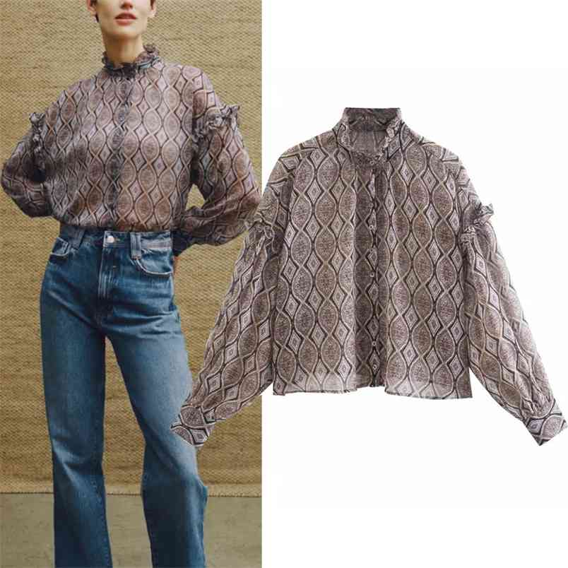 Crop Top Women Vintage Printed Woman Blouse High Neck Long Sleeve Tulle Ruffle Chiffon Ladies Loose Casual Tops 210519, Print
Crop Top Women Vintage Printed Woman Blouse High Neck Long Sleeve Tulle Ruffle Chiffon Ladies Loose Casual Tops 210519, Print