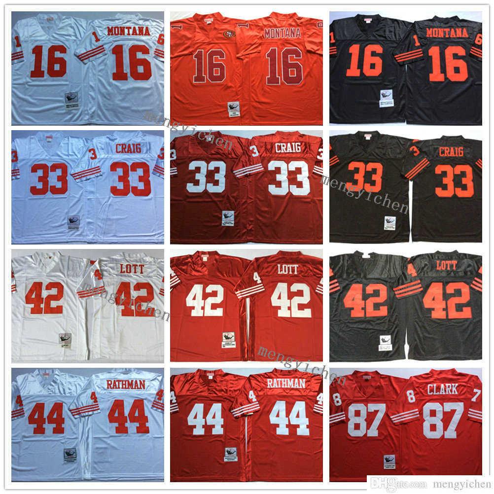 NCAA Men Football 16 Joe Montana 33 Roger Craig 42 Ronnie Lott 44 Tom Rathman 87 Dwight Clark Jerseys Vintage Embroidery Top Quality, Black;red
NCAA Men Football 16 Joe Montana 33 Roger Craig 42 Ronnie Lott 44 Tom Rathman 87 Dwight Clark Jerseys Vintage Embroidery Top Quality, Black;red