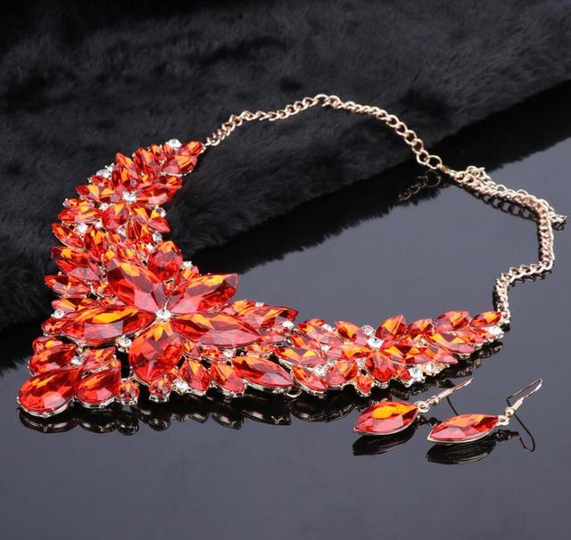 Fashion Crystal Wedding Necklace Earring Jewelry Sets Bride Party Costume Accessories Bridal Decorations Jewellry for Women