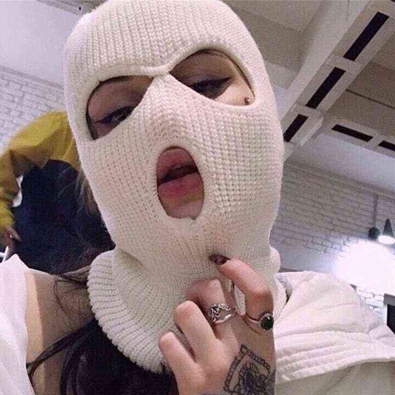 New Full Face Cover Ski Mask Hat 3 Holes Balaclava Army Tactical CS Windproof Knit Beanies Bonnet Winter Warm Unisex Caps