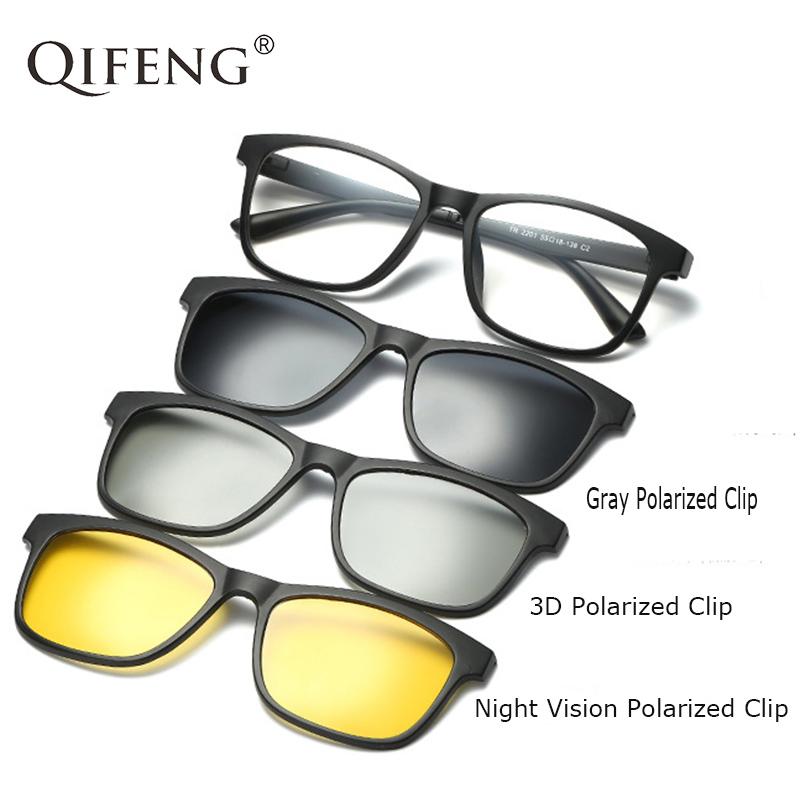 Fashion Sunglasses Frames Optical Spectacle Frame Men Women With 3 Clip On 3D Polarized Magnetic Glasses For Male Eyeglasses QF126 
Fashion Sunglasses Frames Optical Spectacle Frame Men Women With 3 Clip On 3D Polarized Magnetic Glasses For Male Eyeglasses QF126