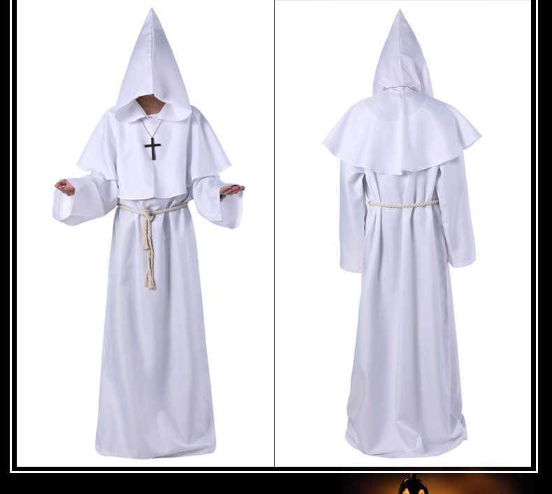 Wizard Costume Halloween Cosplay Medieval Monk Friar Robe Priest Ancient Clothing Christian Suit Y0913