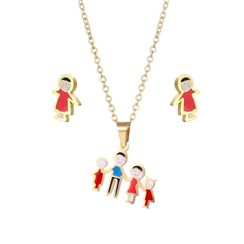 Earrings & Necklace Trendy Stainless Steel Enamel Family Pendant Chain Stud Earring For Women Gold Color Fashion Jewelry Set Gift, Silver
Earrings & Necklace Trendy Stainless Steel Enamel Family Pendant Chain Stud Earring For Women Gold Color Fashion Jewelry Set Gift, Silver