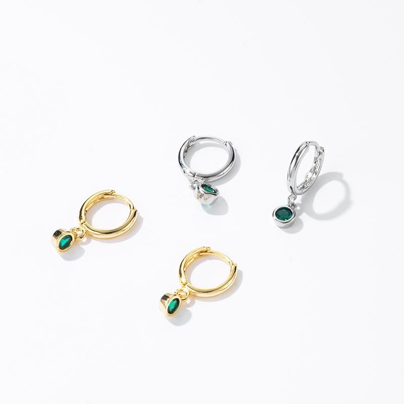 Hoop & Huggie Fashion Sparking Green Crystal Small Earrings For Women Korean Style Dainty Minimalist Jewelry 2021