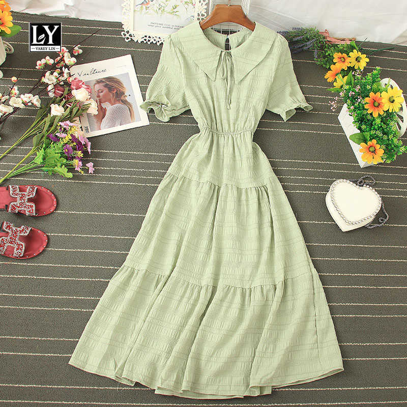 Ly Varey Lin High Waist Casual Doll Collar Dress Small Fresh Plaid Elegant Fashion Midi Long Ruffled 210526
Ly Varey Lin High Waist Casual Doll Collar Dress Small Fresh Plaid Elegant Fashion Midi Long Ruffled 210526