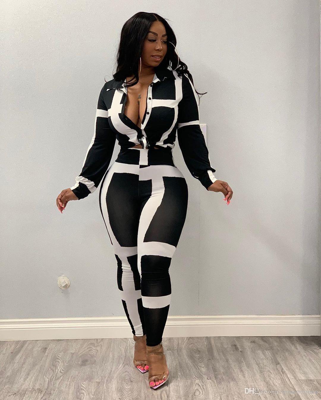 Women Designers Clothes 2023 two piece set pants printed stripes tracksuit top and club sexy outfits matching sets