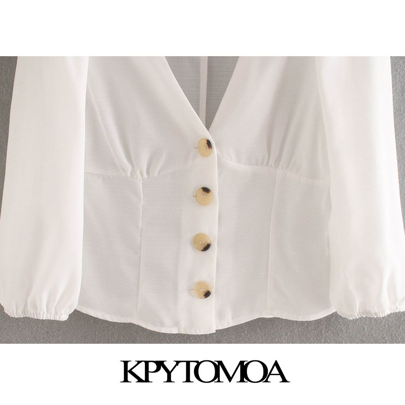 Women Fashion Office Wear Button-up Blouses V Neck Half Sleeve Female Shirts Blusas Chic Tops 210420