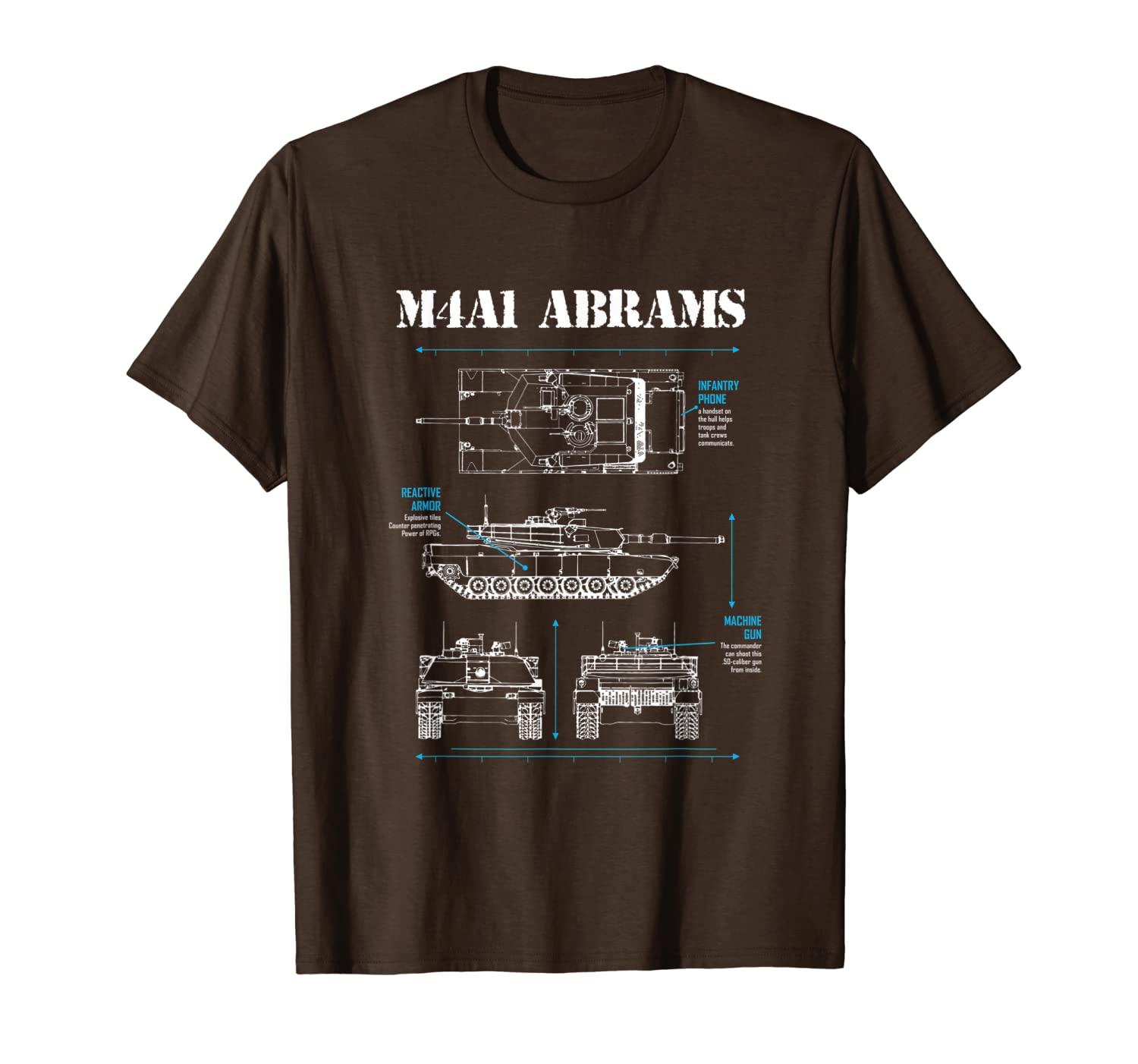 Military Tank Blueprint Plan Art Drawing T-Shirt