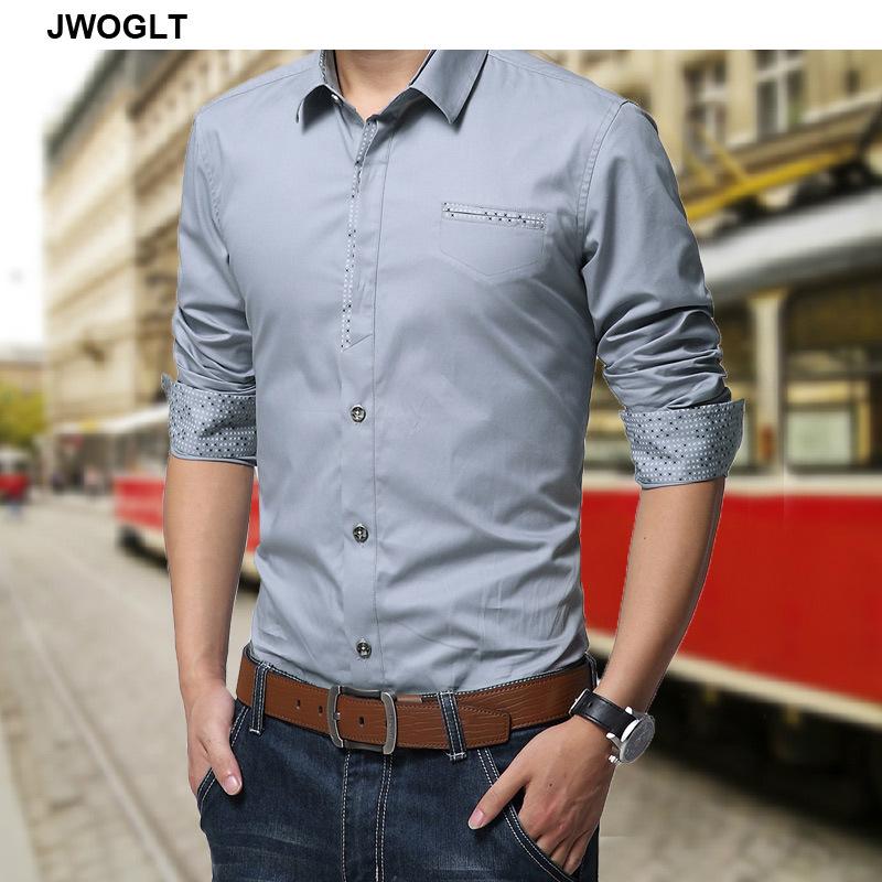 Autumn Men's Long Sleeved Shirt Korean Style Regular Fit Button-down Cotton White Social Shirts Casual