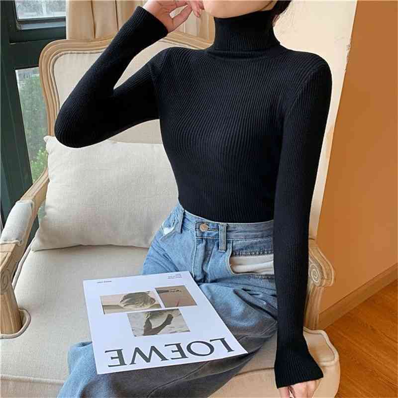 Women Sweaters Autumn Winter Turtleneck Long Sleeve Slim Pullover Knitted Casual Soft Warm Pull Femme Tight Jumper 210522