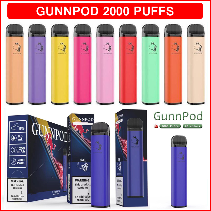 Gunnpod Disposable E Cigarette 2000 Puffs Vape Pen Gun Pod Australian Flavs 1250mAh 18350 Battery Cigarettes 8ml Pods Ecigarette Vapes
Gunnpod Disposable E Cigarette 2000 Puffs Vape Pen Gun Pod Australian Flavs 1250mAh 18350 Battery Cigarettes 8ml Pods Ecigarette Vapes
