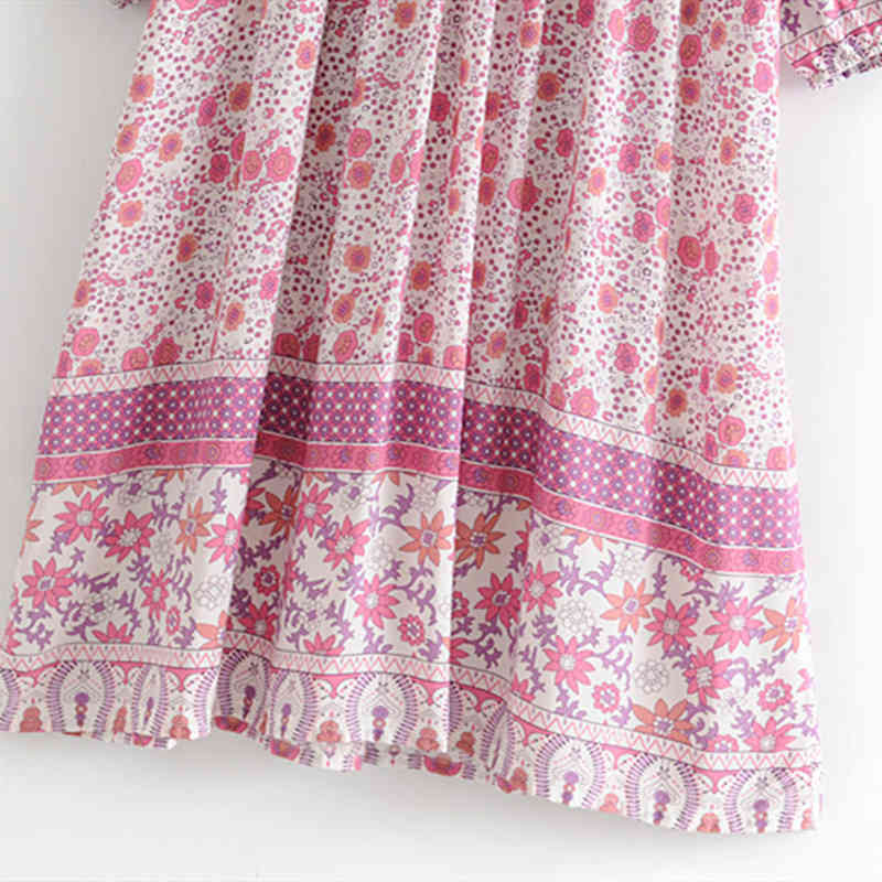 beauty Fashion Boho Floral Print Maxi Dress Women Holiday Chic Bow Tassel Dresses Female Beautiful Beachwear 210514