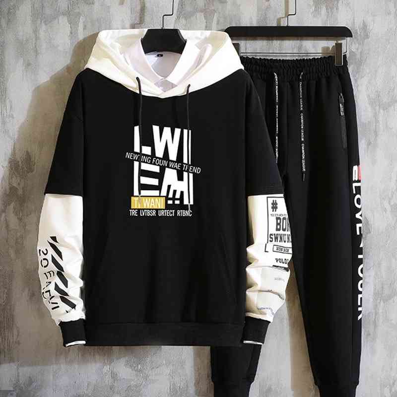 Men's sweater new fake two hooded clothes spring and autumn trend sportswear with a set of hip-hop jacket, Black
Men's sweater new fake two hooded clothes spring and autumn trend sportswear with a set of hip-hop jacket, Black