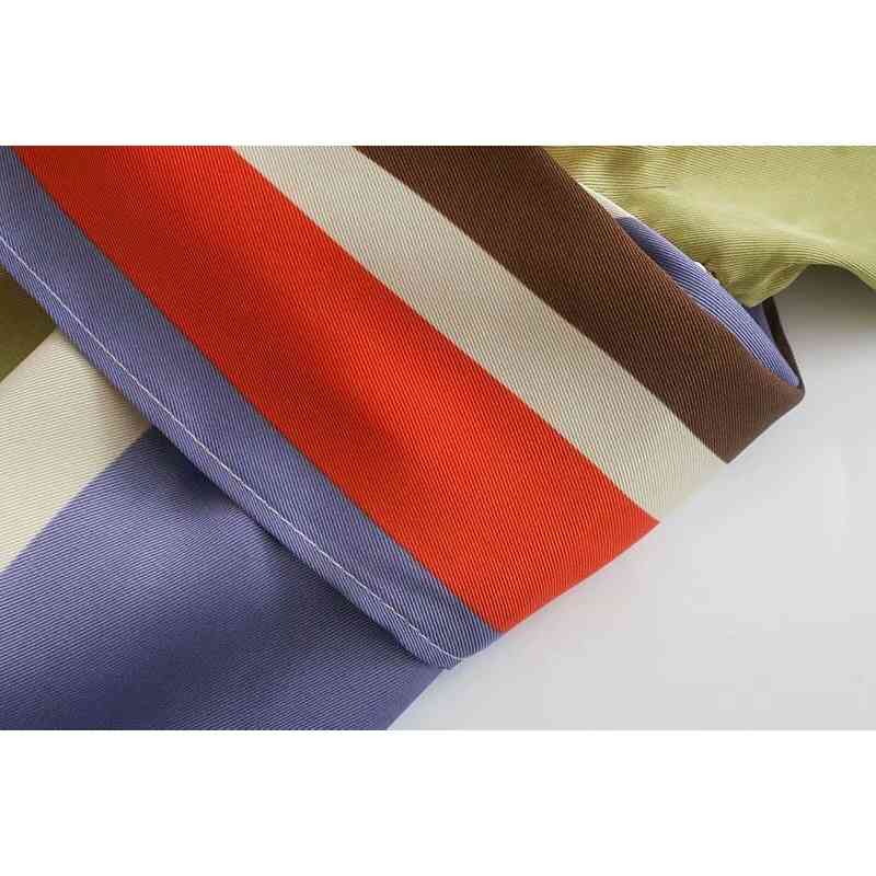 Holiday Rainbow Colored Women Striped Dress CHIC Cross V neck Bat Long Sleeve Tie Bow Sashes one-Piece Mini Dresses 210429