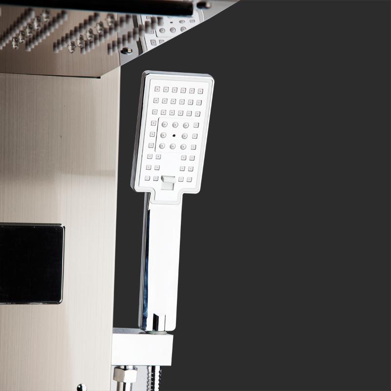 Nickel Brushed Black Digital Display Shower Panel Column LED Rain Waterfall Spa Jets Bath Mixer Faucet Bathroom Sets