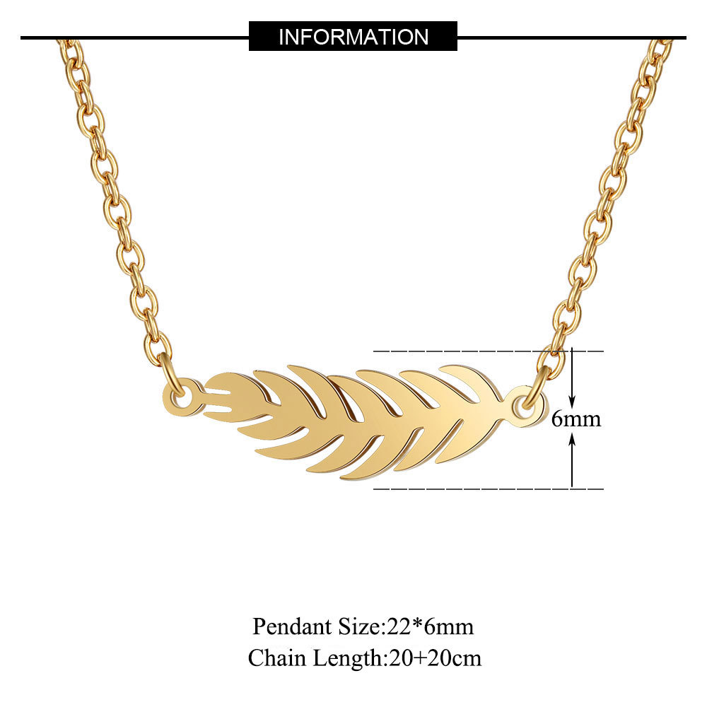 30PCS Feather Shaped Chain Necklace Stainless Steel Plant Tree Branch Leaf Pendant Charm Minimalist Collar Choker Jewelry for Women Ladies Couple Part