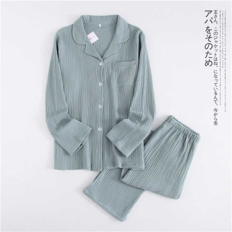 Japanese cotton crepe men's long-sleeved + trousers pajamas spring and autumn thin couple home service suit ladies 211109, Female bean green
Japanese cotton crepe men's long-sleeved + trousers pajamas spring and autumn thin couple home service suit ladies 211109, Female bean green
