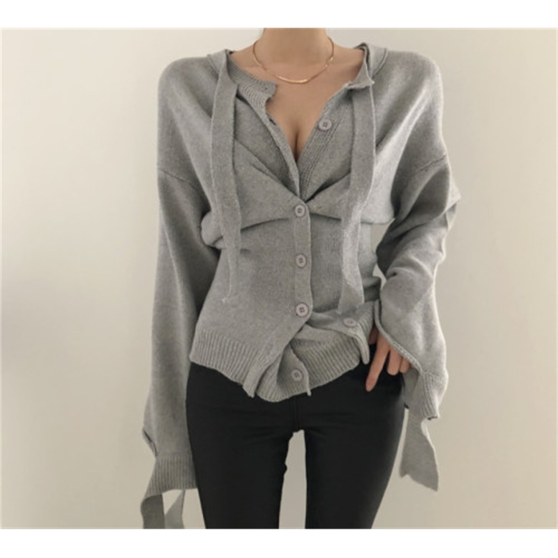 Spring Korean Fashion Sexy Knitted Cardigans Sweaters Women Long Sleeve Single Breasted Casual Tops 210514
