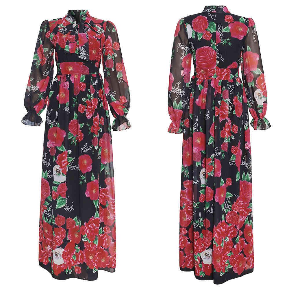 MD Dinner Dresses For Women New African Spring Summer Elegant Gown Flowers Printed Dashiki Long Dress Ladies Clothing 229# 210408