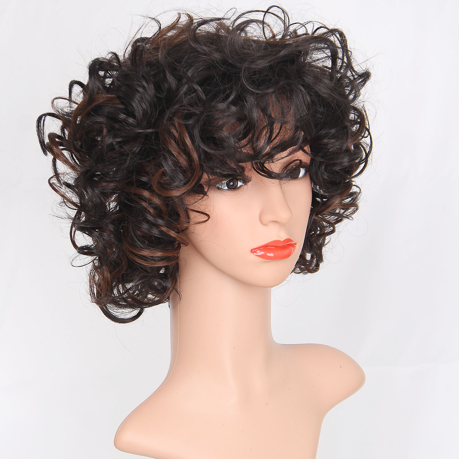 women wig 13inch short hair wig with kinky mixed color bob synthetic wigs