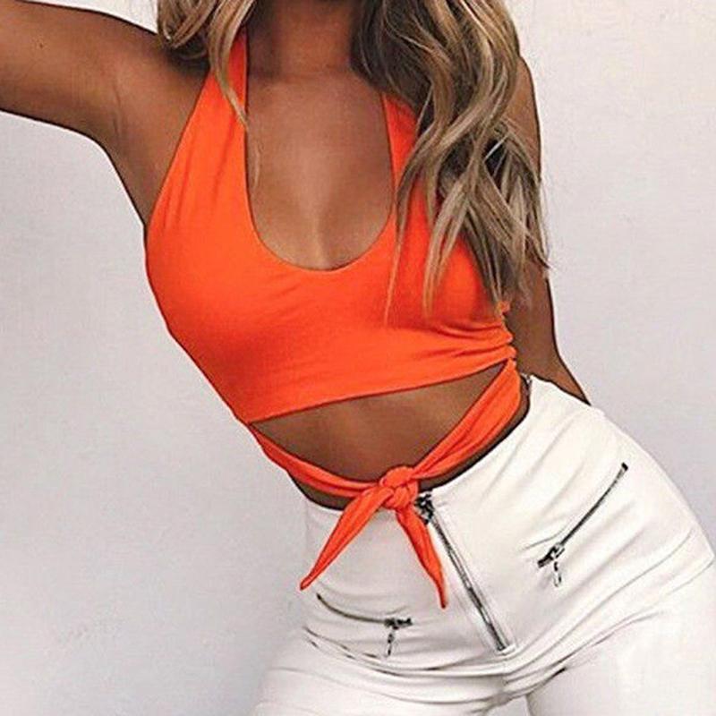 Women's Tanks & Camis Orange Tank Top Women Sleeveless Hanging Neck Off Shoulder White Front Lace Up Knot Yellow Tops Sexy Summer
Women's Tanks & Camis Orange Tank Top Women Sleeveless Hanging Neck Off Shoulder White Front Lace Up Knot Yellow Tops Sexy Summer