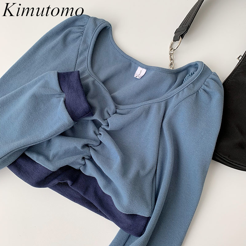 Kimutomo Long-sleeved T-shirt Spring Women's Korean Ins Style Female Square Collar Short Slim Solid Top Casual 210521, Blue
Kimutomo Long-sleeved T-shirt Spring Women's Korean Ins Style Female Square Collar Short Slim Solid Top Casual 210521, Blue
