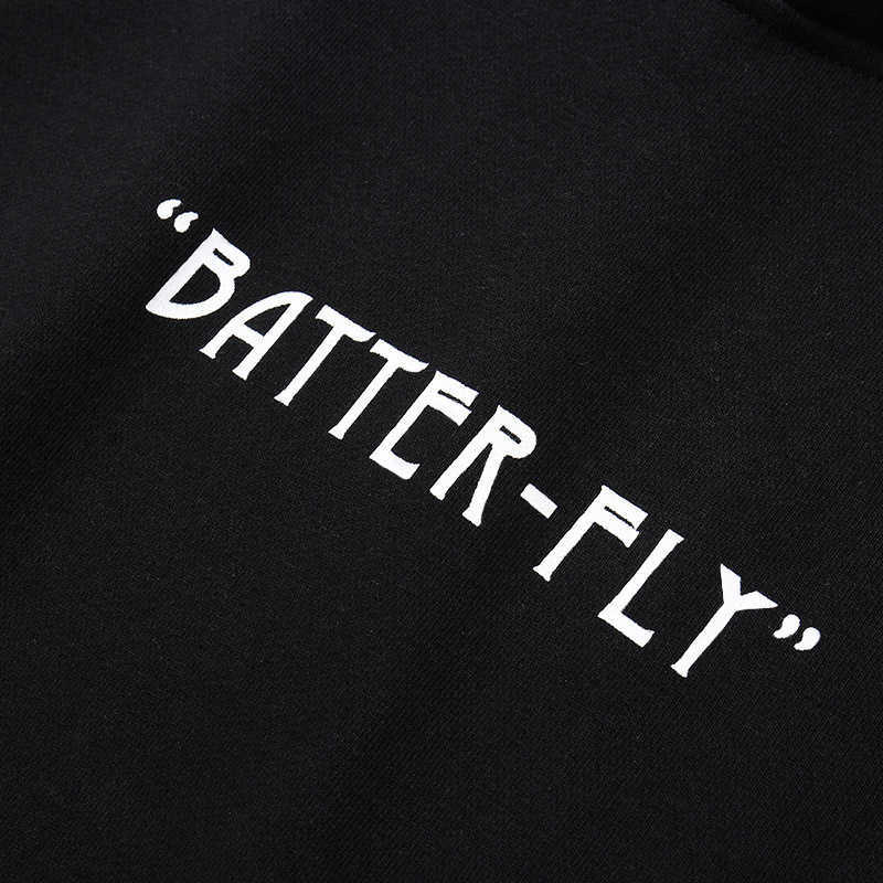 Men Hip Hop Sweatshirt Hoodie Color Butterfly Streetwear Harajuku Pullover Hoodie Cotton Fleece Winter Autumn Black Hoodie 210802