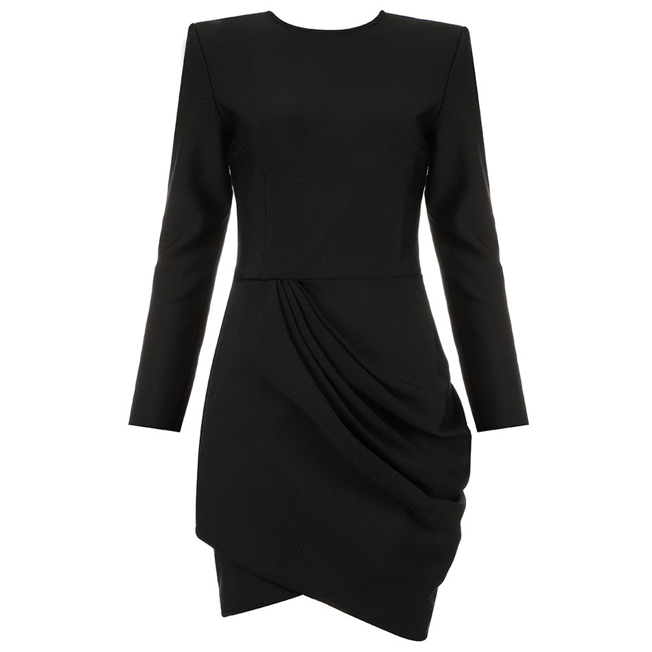 Free Autumn Bandage Dress Women Sexy O-neck Long Sleeve Draped Bodycon Club Party Mini es Vestidos 210524