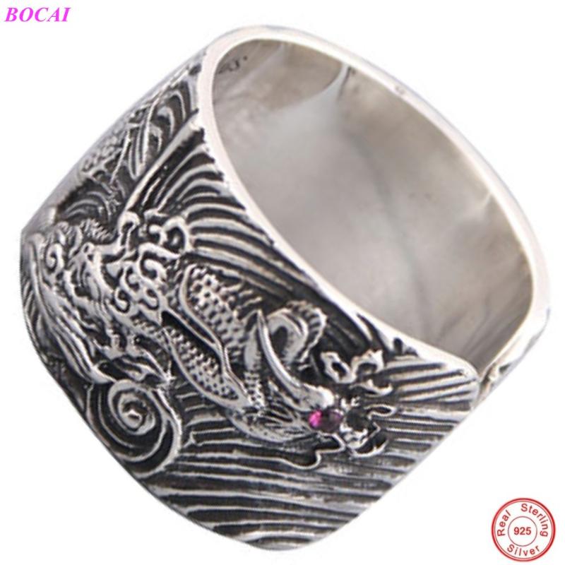 Cluster Rings BOCAI S925 Sterling Silver For Men 2021 Fashion Retro Men's Open Ring Dragon Wide Edition Thai 
Cluster Rings BOCAI S925 Sterling Silver For Men 2021 Fashion Retro Men's Open Ring Dragon Wide Edition Thai
