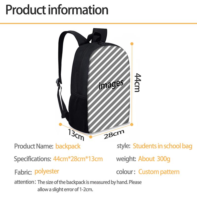 Fashion Punk DJ Music Print 3 PCS/SET Kids Backpack Teenage Boys Girls Student School Bags Children Book Bag Daily Mochila