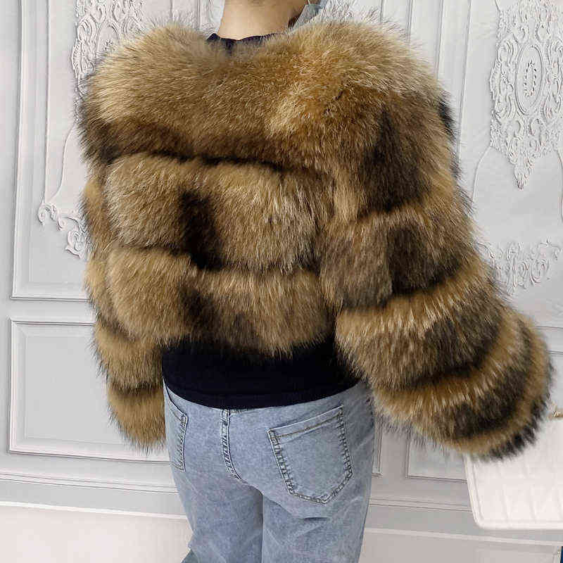 Real Natural Raccoon Jacket Women's Fashion Vest Fur Coat Sleeves Detachable 220112