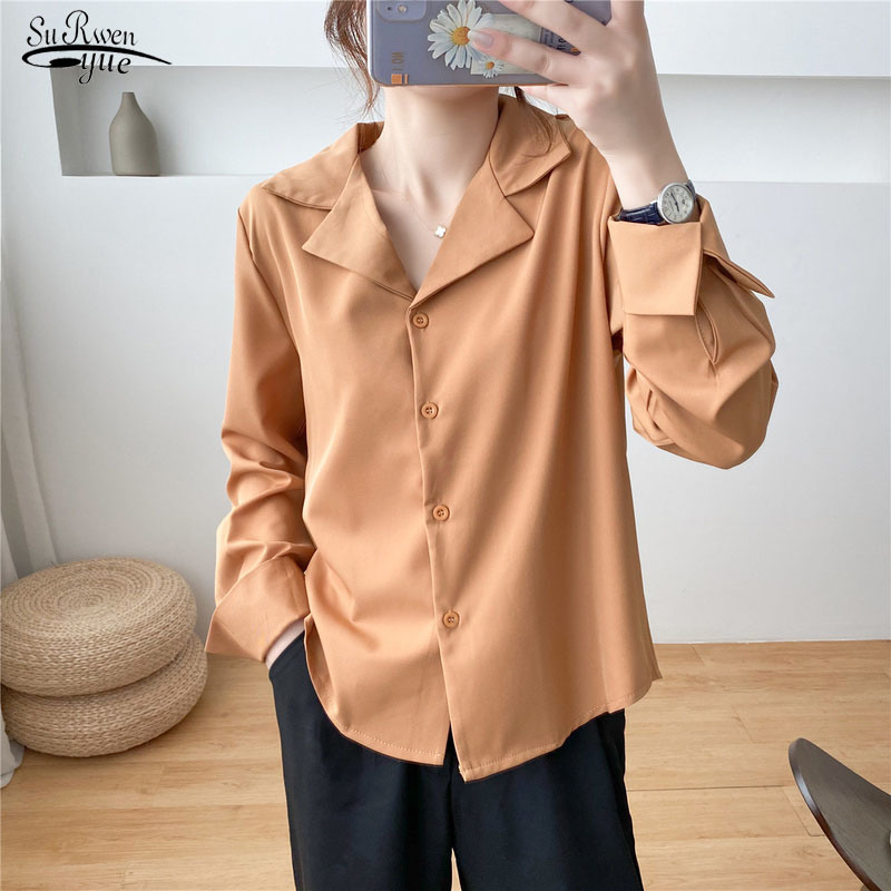 Autumn Women Chiffon Blouse Korean Casual Solid Female Shirts Outwear Tops Office Lady V-neck Button Loose Clothing 11882 210521, Camel
Autumn Women Chiffon Blouse Korean Casual Solid Female Shirts Outwear Tops Office Lady V-neck Button Loose Clothing 11882 210521, Camel