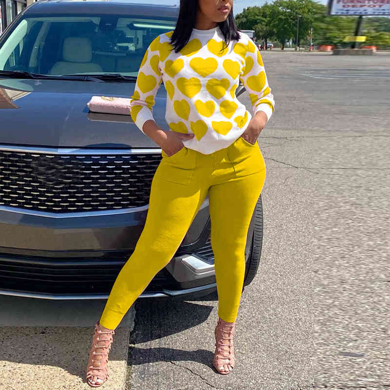 Sweatshirt 2 Piece Set Women Clothes Autumn Winter Crop Top + Slim Pants Sweat Suit Two Piece Vocation Outfit Matching Set 210515