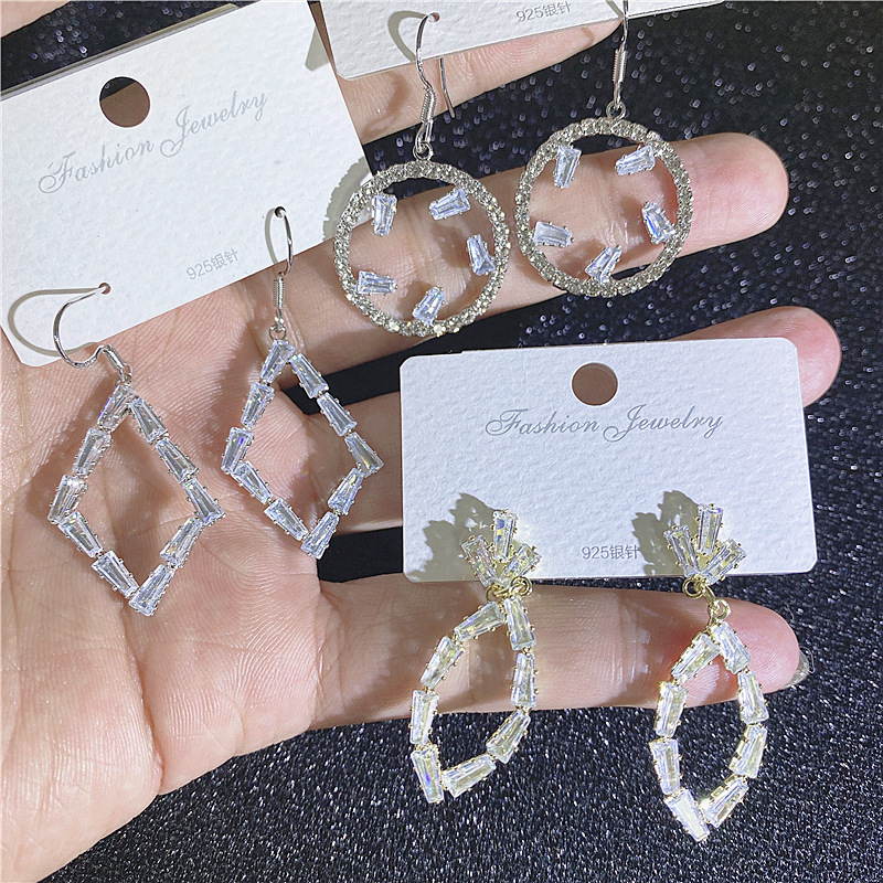 S925 Silver Needle Earrings Heart Flower Tassel Dangles Women Fashion Real Gold Plated Rhinestone Drop Earring Cubic Zirconia Party Wedding Jewelry Ch