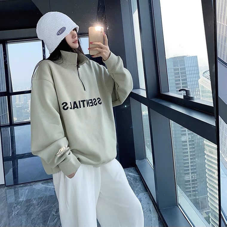 Fog feel of God double thread essentials letter half zipper high collar loose high street Plush sweater879U, Black
Fog feel of God double thread essentials letter half zipper high collar loose high street Plush sweater879U, Black
