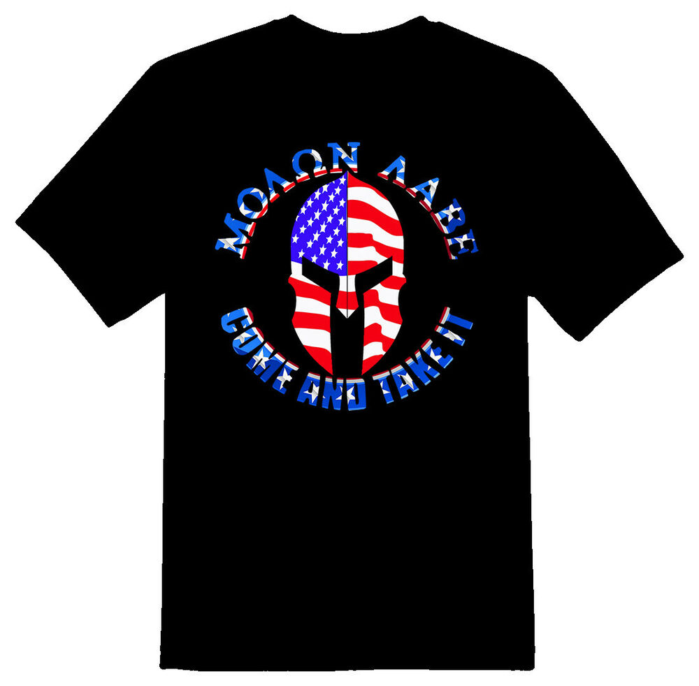 Molon labe spartan flag helmet 2nd amendment black or white tee ar15 gun rights, White;black
Molon labe spartan flag helmet 2nd amendment black or white tee ar15 gun rights, White;black