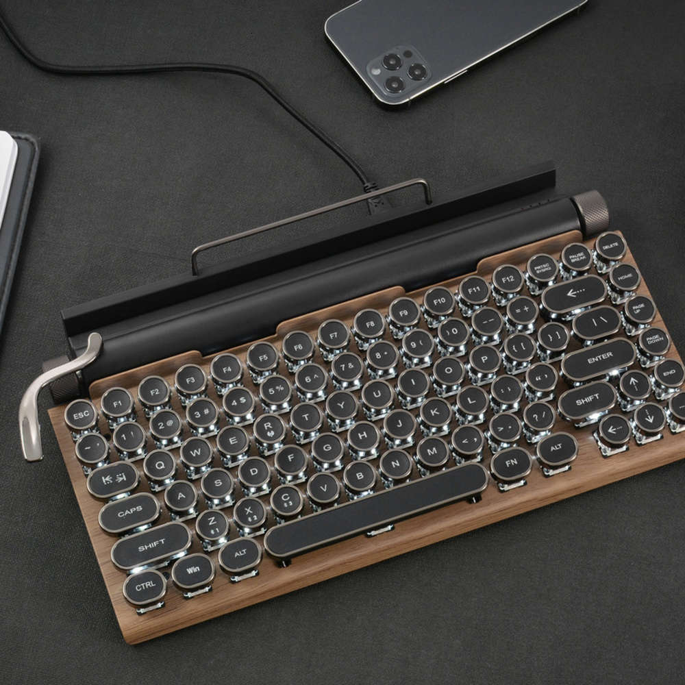 

Mechanical Keyboard Wireless Bluetooth keyboards Dot retro typewriter Computer 83 keys Gaming For PC Laptop