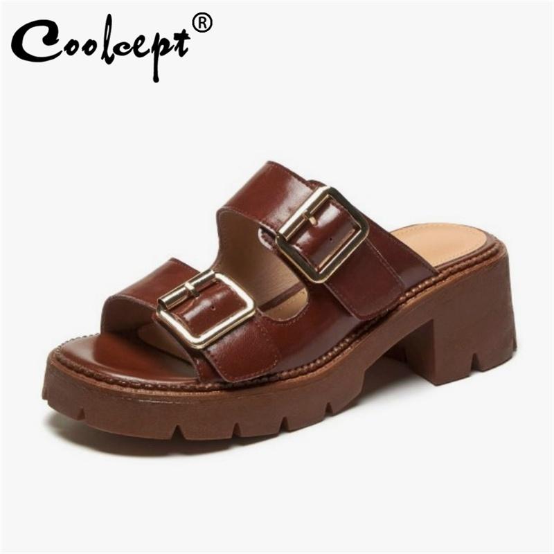 Dress Shoes Coolcept Real Leather Women Sandals Open Toe Buckle Decoration Slip On Slippers Summer Outdoor Ladies Footwear Size 34-39, Black
Dress Shoes Coolcept Real Leather Women Sandals Open Toe Buckle Decoration Slip On Slippers Summer Outdoor Ladies Footwear Size 34-39, Black