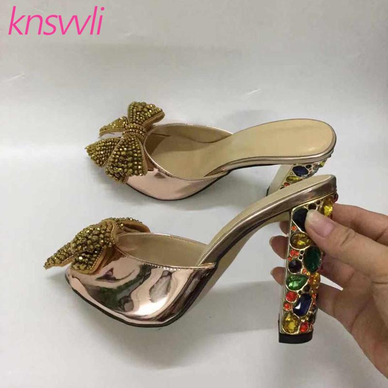 Slippers Patent Leather Crystal Studded High Heels Women Luxury Peep Toe Rhinestone Bowknot Chunky Heel Shoes Woman Party, Black
Slippers Patent Leather Crystal Studded High Heels Women Luxury Peep Toe Rhinestone Bowknot Chunky Heel Shoes Woman Party, Black
