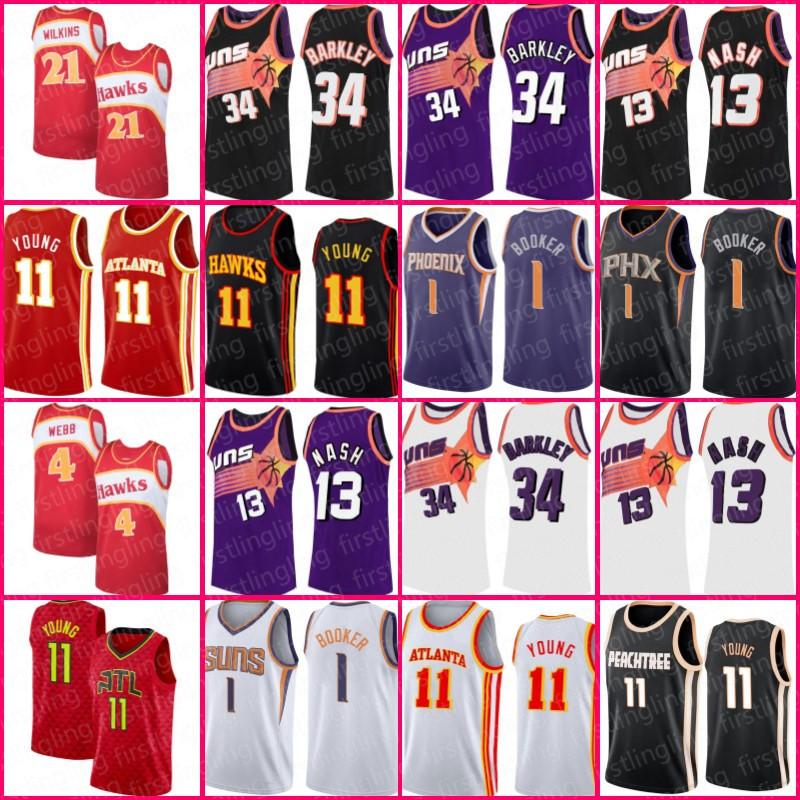 Trae Devin Young Booker AtlantaHawksJersey PhoenixSunsjerseys Steve Charles Nash Barkley De'Andre Spud Hunter Webb
