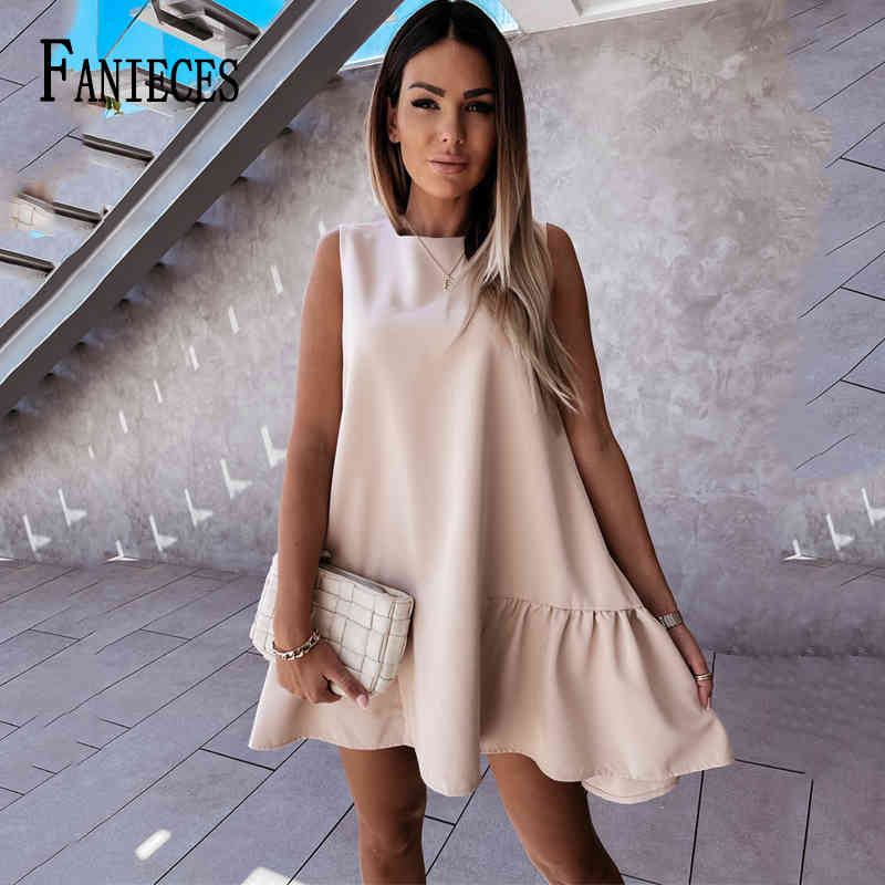 Minimalist O Collar Sleeveless Mini Dress Woman Ruffle A-Line Loose Solid Street Casual Summer Female Vestidos 210520, Black
Minimalist O Collar Sleeveless Mini Dress Woman Ruffle A-Line Loose Solid Street Casual Summer Female Vestidos 210520, Black