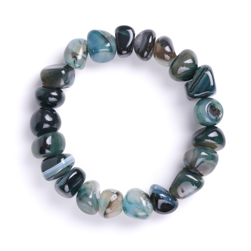 Natural Agate Stone Bracelets Bangles Fashion Men Beaded Strands Irregular Shape Gravel Women Colorful Beads Elastic Bracelet Jewelry Gifts