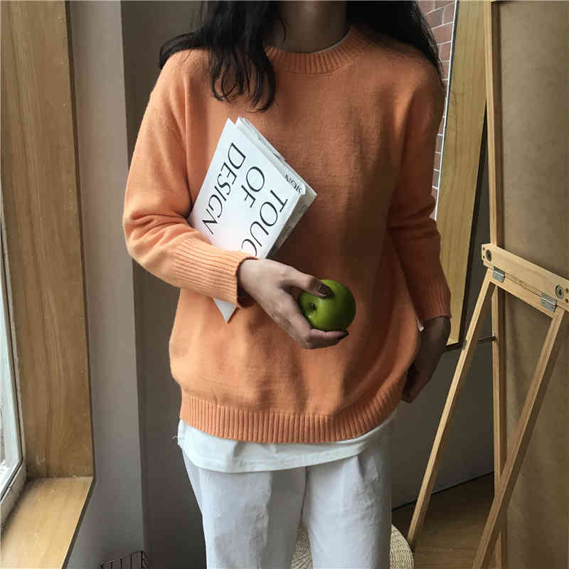 OL Vintage Outwear Pullover Tops Basic Bottoming Sweater Women Spring Autumn Elegant Knitted Sweaters 6 Colors 210421