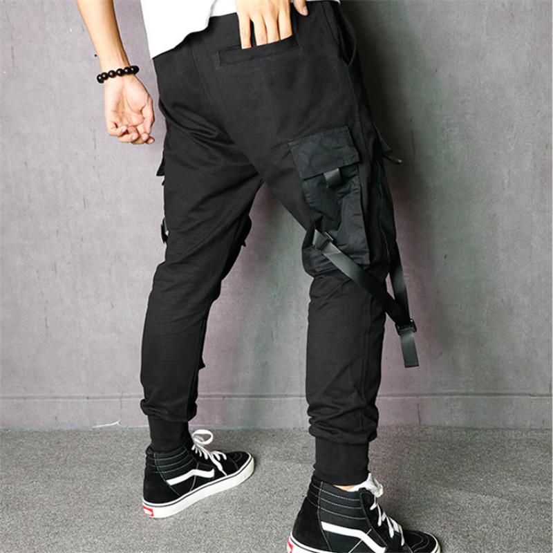 Spring/summer Men's Black Drilling Skulls Overalls Ribbon Leisure Waist Pocket Bundle Foot Support Elastic Slim Pants