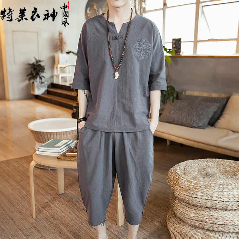 men's t shirts suit summer chine style short sleeve t-shirt youth casual cotton linen shorts two piece set fashion, White;black
men's t shirts suit summer chine style short sleeve t-shirt youth casual cotton linen shorts two piece set fashion, White;black