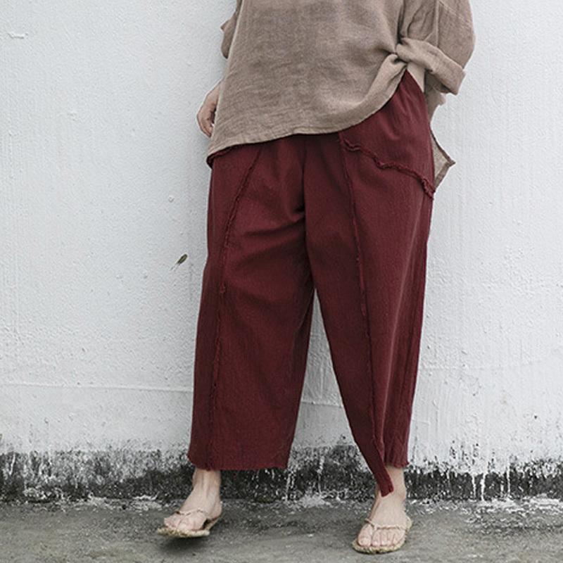 Johnature Vintage Autumn Wide Leg Pants For Women Elastic Waist Loose Trouser Pockets Cotton Linen Female Original Pants 210521, Red
Johnature Vintage Autumn Wide Leg Pants For Women Elastic Waist Loose Trouser Pockets Cotton Linen Female Original Pants 210521, Red