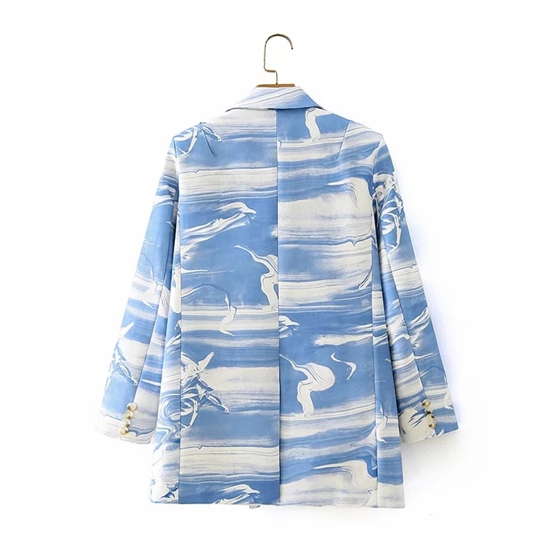 casual female blue patchwork blazers fashion ladies high street long jackets suit elegant stylish jacket girls 210430